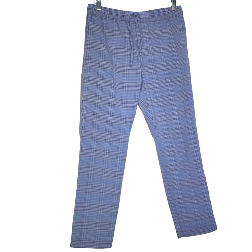 H&M Slim Fit Glen Plaid Trousers Black Brown Check Drawstring Pants Womens S